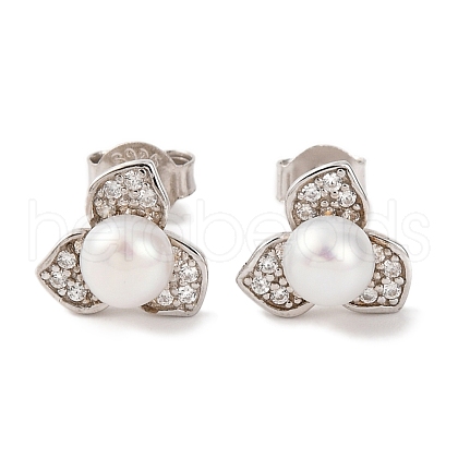 Mother's Day Jewellery 925 Sterling Silver Flower Stud Earrings EJEW-C115-05P-1