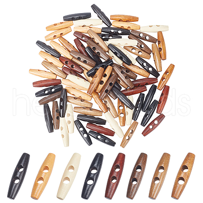  80Pcs 8 Colors Natural Wood Buttons FIND-NB0005-03D-1