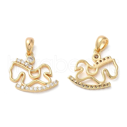 Brass Micro Pave Cubic Zirconia Pendants KK-C028-19G-1