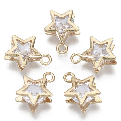 Brass Micro Cubic Zirconia Charms KK-N235-034A-1