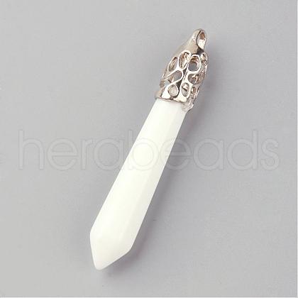 Natural White Jade Big Pendants G-R278-87-1