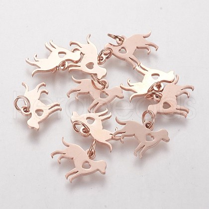 304 Stainless Steel Puppy Pendants STAS-Q201-T464R-1