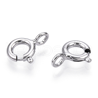 Rhodium Plated 925 Sterling Silver Spring Ring Clasps STER-T004-81B-P-1