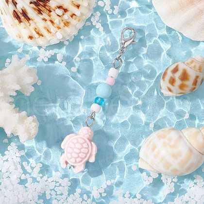 Ocean Theme Porcelain Charm & Glass Beads Pendant Decorations HJEW-JM03154-01-1