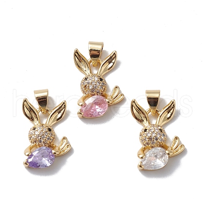 Rack Plating Brass Cubic Zirconia Charms KK-E003-36G-1