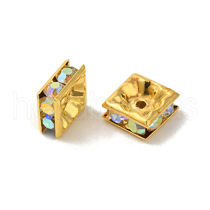 Brass Rhinestone Spacer Beads RSB074NF-02G-1