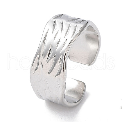 304 Stainless Steel Wave Open Cuff Rings RJEW-D006-07P-1