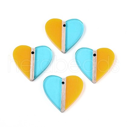 Transparent Resin & Wood Pendants RESI-T057-79-1