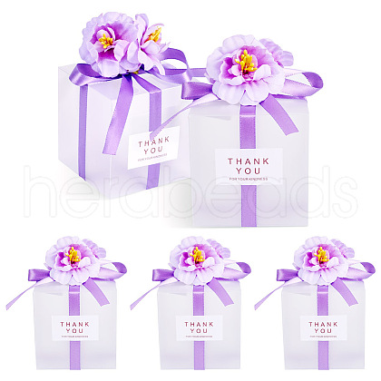 Clear PVC Candy Gift Packaging Boxes with Ribbon & Artificial Flower CON-TAC0001-20E-1