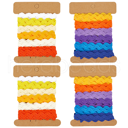 Gorgecraft 4 Cards 2 Styles  Polyester Wavy Fringe Trim Ribbon DIY-GF0009-48B-1