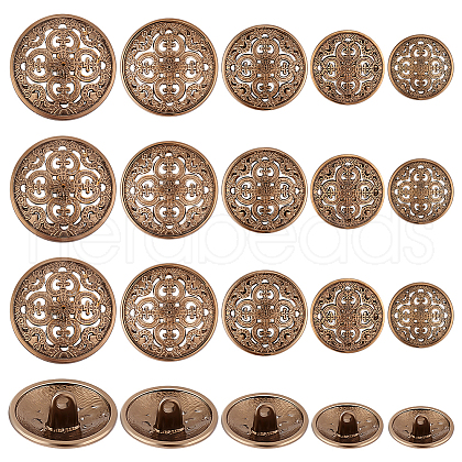 AHADERMAKER 50Pcs 5 Styles 1-Hole Alloy Shank Buttons BUTT-GA0001-21-1