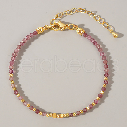 Bohemian Style Natural Pink Tourmaline Round Beaded Bracelets for Women CA1141-4-1