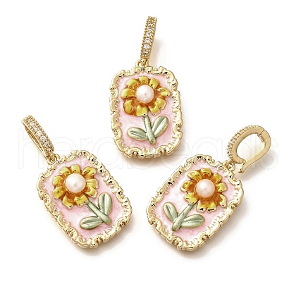 Brass Micro Pave Cubic Zirconia Pendents KK-R212-03G-07-1