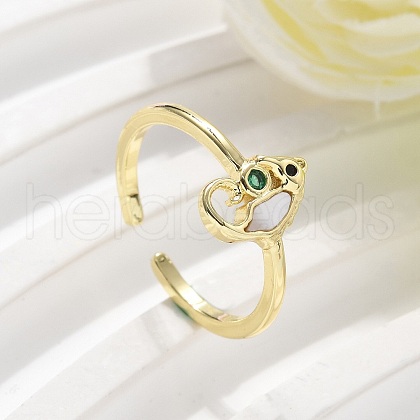 Brass Micro Pave Cubic Zirconia Cuff Rings for Women RJEW-C126-05G-1