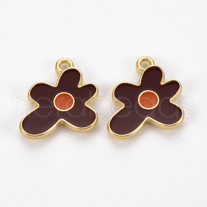 Rack Plating Light Gold Alloy Enamel Pendants ENAM-Q444-013G-RS-1