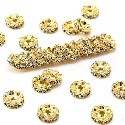 Brass Grade A Crystal Rhinestone Spacer Beads RB-A006-10MM-G-1