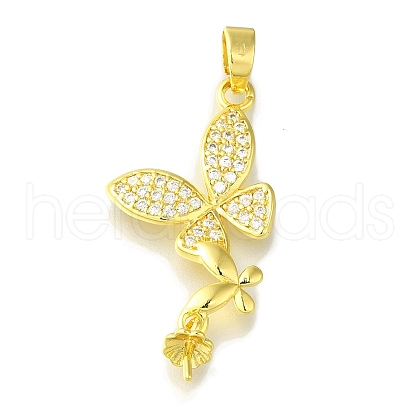 Rack Plating Brass Micro Pave Clear Cubic Zirconia Pendant KK-H485-34G-1