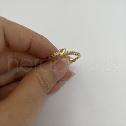 Brass Micro Pave Clear Cubic Zirconia Finger Rings FS-WGE303B-12-1