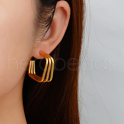 Fashionable Stainless Steel Multi-layer Square Stud Earrings EZ9487-1
