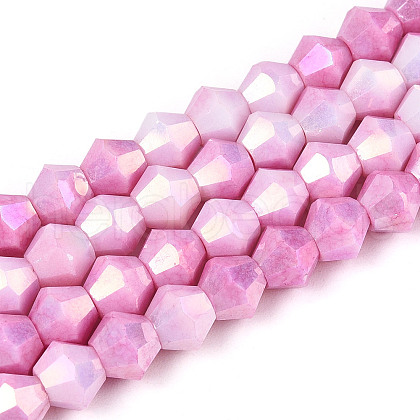 Electroplate Bicone Glass Beads Strands EGLA-T021-6mm-16-03-1