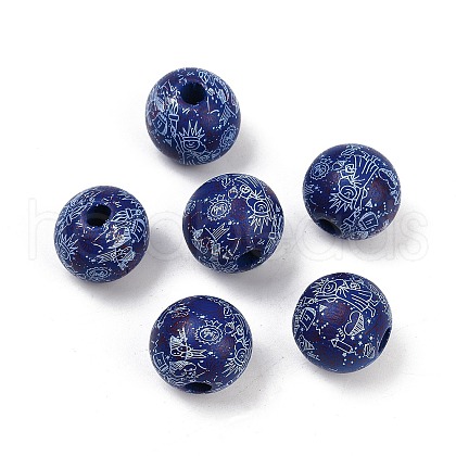 Independence Day Theme Wood European Beads WOOD-Z005-01C-03-1