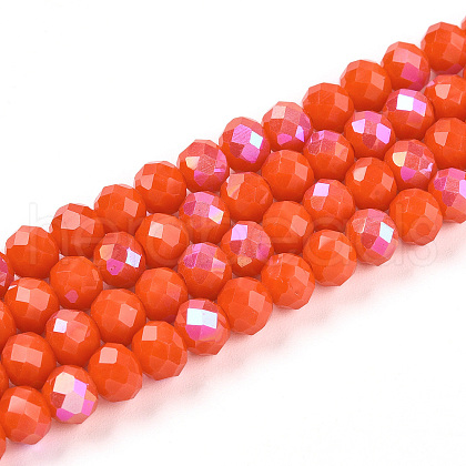 Electroplate Opaque Solid Color Glass Beads Strands X-EGLA-A044-P6mm-L03-1-1