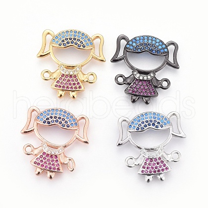 Brass Micro Pave Cubic Zirconia Links ZIRC-F093-49-1