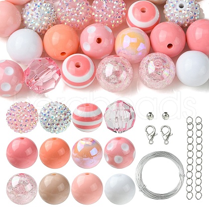 DIY Round Acrylic & Striped Resin Beads Pendants Making Kits DIY-YW0010-21B-1