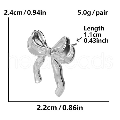 Sweet 304 Stainless Steel Bowknot Stud Earrings FM1995-1-1