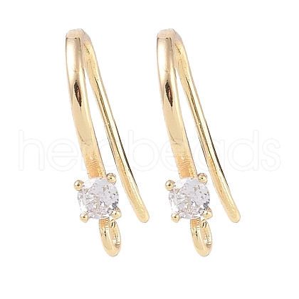 Brass Micro Pave Cubic Zirconia Earring Hooks KK-U008-09G-1