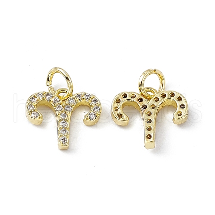 Real 18K Gold Plated Brass Micro Pave Clear Cubic Zirconia Charms KK-E068-VB411-1-1
