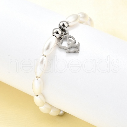 304 Stainless Steel Dog Charm Bracelets for Women BJEW-C098-10P-1