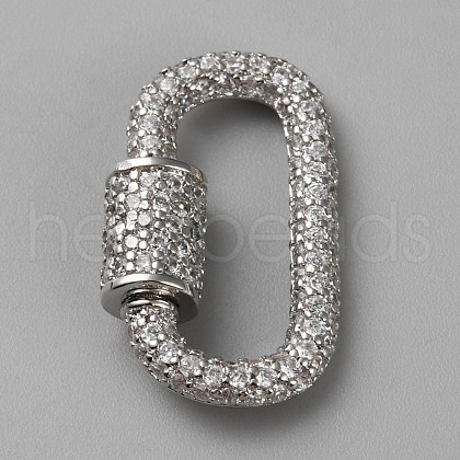 Brass Micro Pave Clear Cubic Zirconia Screw Carabiner Lock Charms DIY-WH0064-18P-1