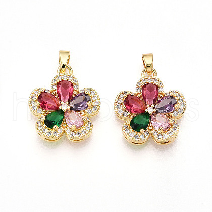 Brass Micro Pave Cubic Zirconia Pendants KK-N257-34G-1