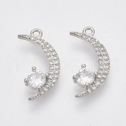 Brass Micro Pave Cubic Zirconia Pendants KK-T050-41P-NF-1