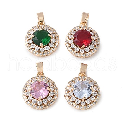 Brass Glass Pendants KK-D355-05G-1
