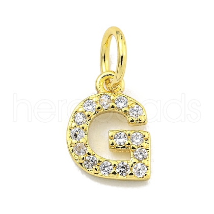 Letter Brass Micro Pave Clear Cubic Zirconia Pendants KK-K354-06G-G-1