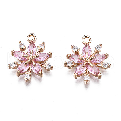 Brass Micro Pave Clear Cubic Zirconia Pendants KK-S359-104-A01-RS-1
