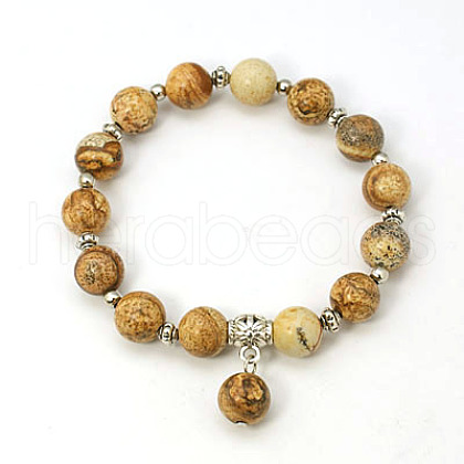 Fashion Gemstone Beaded Bracelets BJEW-JB00858-07-1