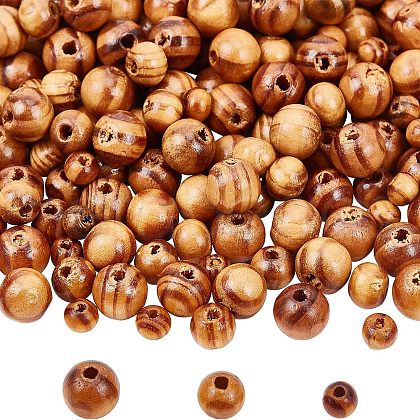 Olycraft 900Pcs 3 Style Round Natural Wood Beads WOOD-OC0001-95-1