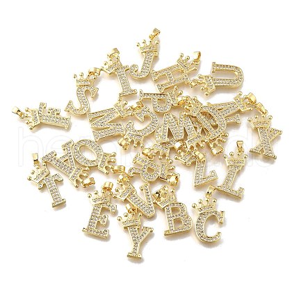 Brass Micro Pave Clear Cubic Zirconia Pendants KK-XCP0001-94G-1