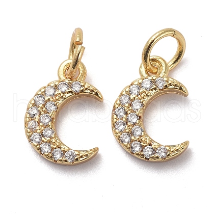 Brass Micro Pave Clear Cubic Zirconia Charms KK-I658-15G-1