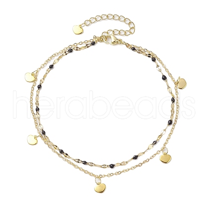 304 Stainless Steel Double Layer Chain Anklets AJEW-AN00632-05-1