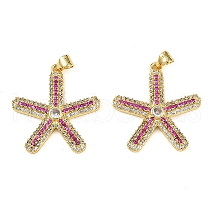 Brass Micro Pave Cubic Zirconia Pendants X-KK-S526-56G-1