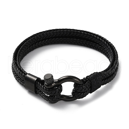 Leather Braided Cord Bracelet BJEW-F460-08B-1