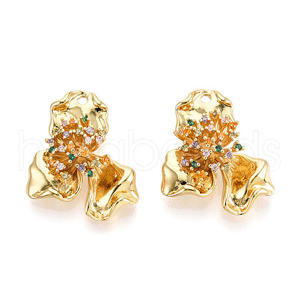 Brass Micro Pave Cubic Zirconia Pendants KK-N265-21G-1