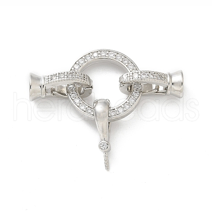 Brass Micro Pave Clear Cubic Zirconia Fold Over Clasps KK-Z083-07P-1