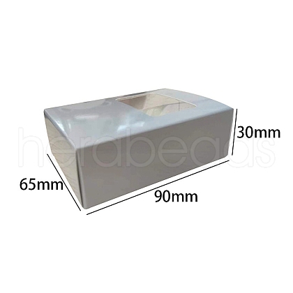 Rectangle Kraft Paper Necklace Earring Storage Gift Boxes with Clear Visible Window CON-WH0095-92B-1