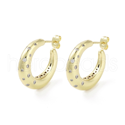 Rack Plating Brass Micro Pave Cubic Zirconia Studs Earrings EJEW-B047-05G-09-1