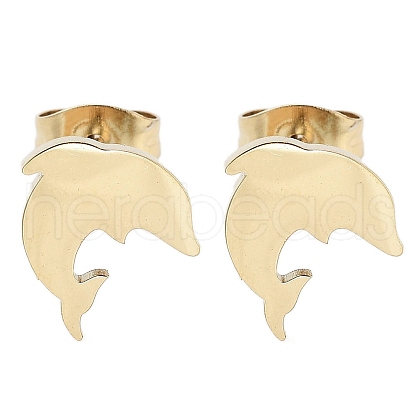 PVD Vacuum Plating 304 Stainless Steel Stud Earrings for Women EJEW-A048-45A-G-1